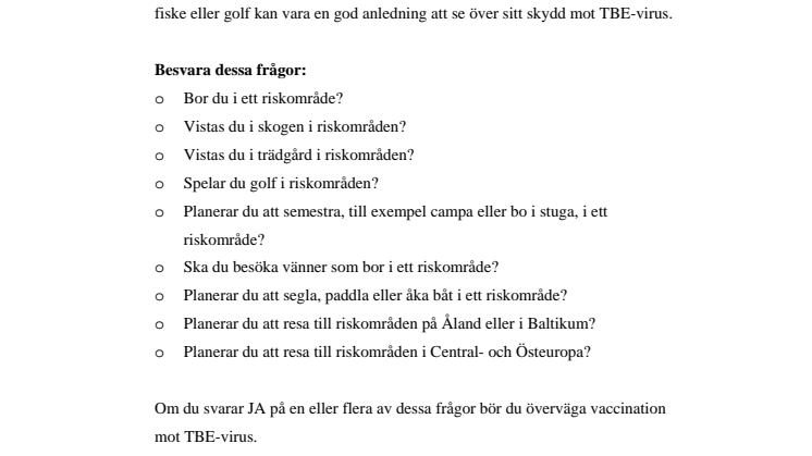 Testa dig själv – behöver du TBE-vaccin?