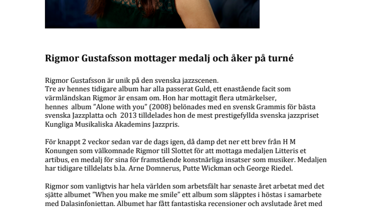 Rigmor Gustafsson åker på turné