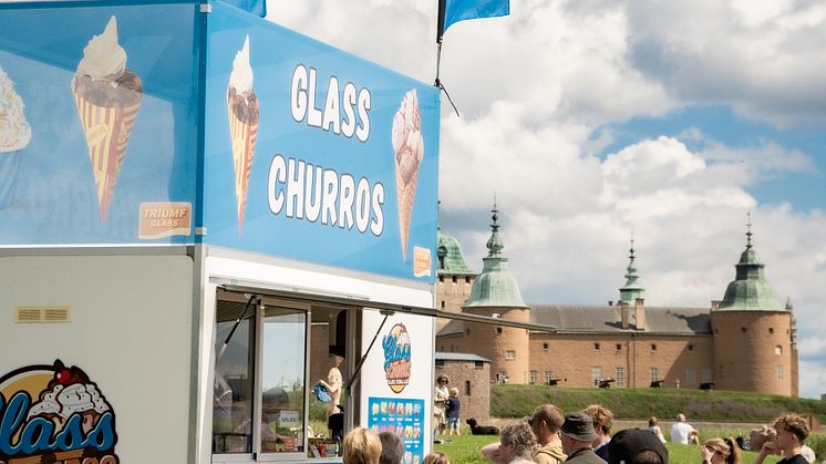 Glass- och churrosvagn på Sandskulpturfestivalen 