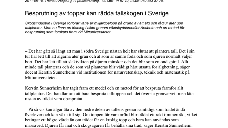 Besprutning av toppar kan rädda tallskogen i Sverige