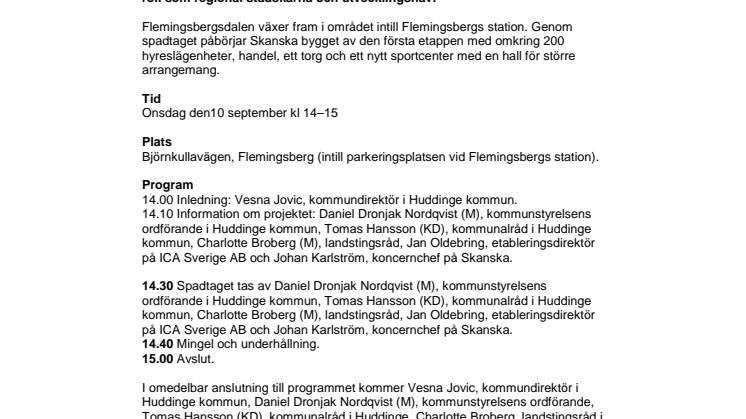 Spadtag i Flemingsberg. Pressinbjudan.