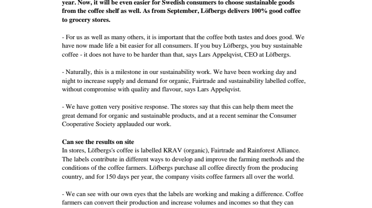 100% good coffee from Löfbergs