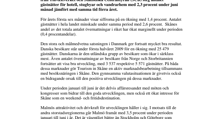 Skåne lockar allt fler besökare