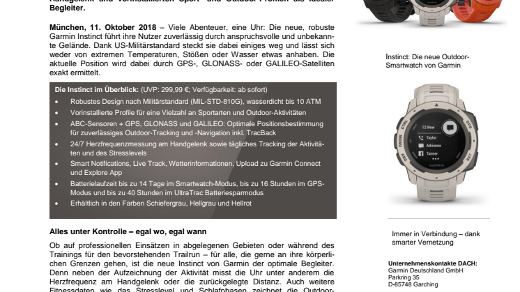 Vertrau deiner Instinct: Die Outdoor-Smartwatch von Garmin