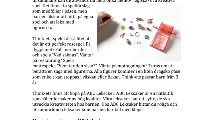 Think-ets – ett litet spel som inspirerar stor kreativitet - nu på ABC Leksaker!