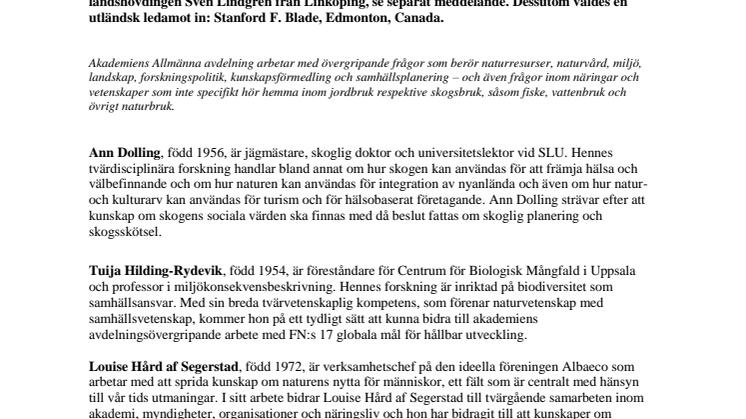 ​KSLA välkomnar nya ledamöter i Allmänna avdelningen