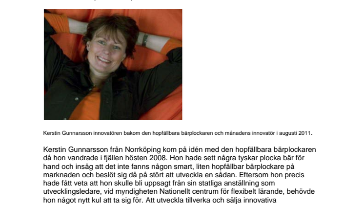 Månadens innovatör  Kerstin Gunnarsson.