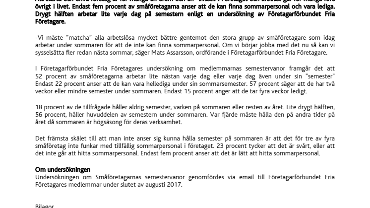 Småföretagen hittar inte sommarpersonal!