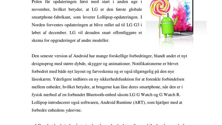 LG FØRST MED OPDATERING TIL ANDROID 5.0