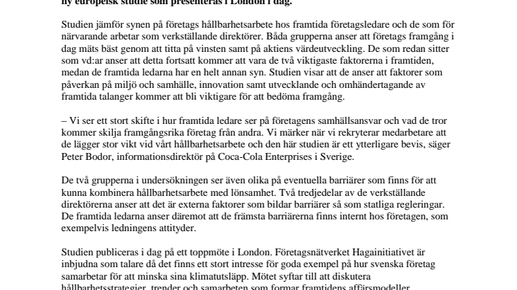 Ny studie om hållbarhetsarbete: Europeiska företagsledare överens – företagen bör ta sitt samhällsansvar