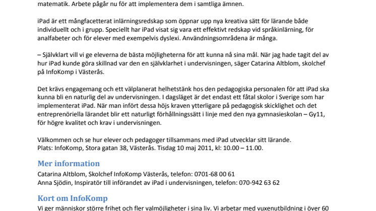 InfoKomp: iPad – effektivt verktyg i skolan