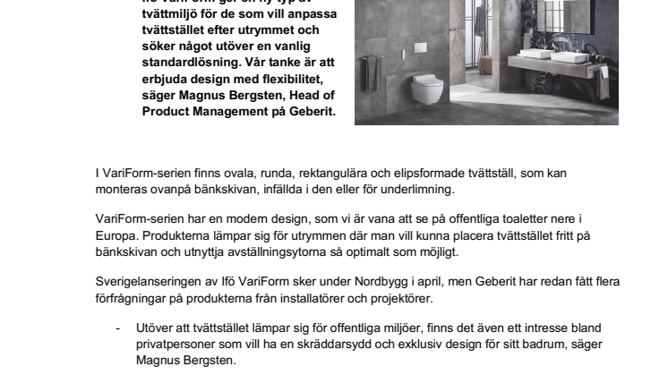 Ifö VariForm – Nya tvättställ för offentliga miljöer 