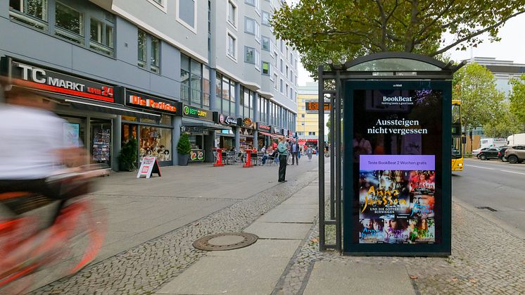 Exempel på en av BookBeats reklamkampanjer på den tyska marknaden under det tredje kvartalet