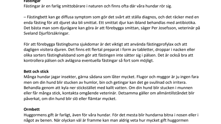 Faror för våra hundar i naturen