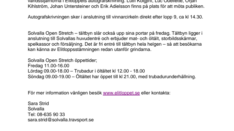 Träffa världsstjärnorna på Solvalla på fredag!