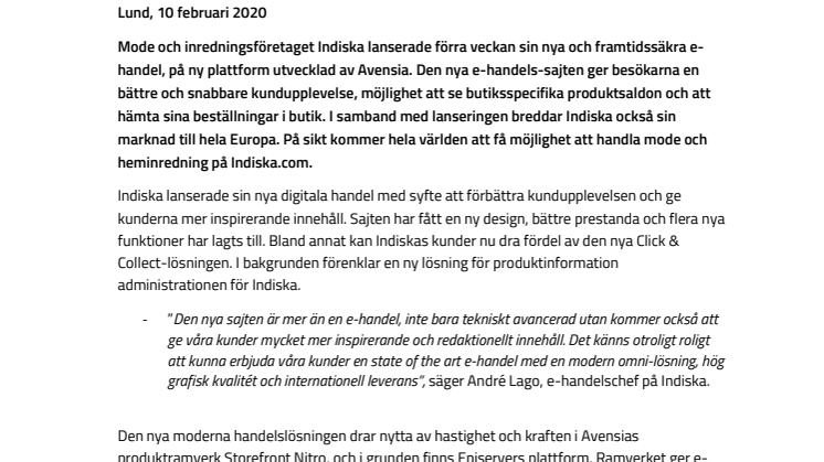 Indiska live med framtidssäker internationell e-handel signerad Avensia