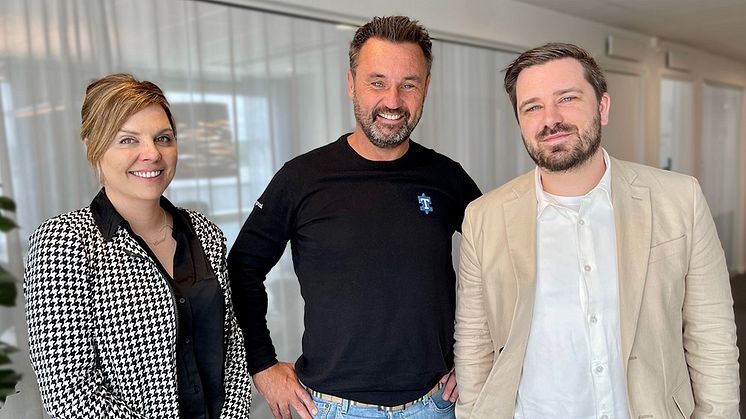 Från vänster: Anna Cirkovic Andersson, CEO för Eyes4work, Tomas Hulth, grundare och Group CEO Tranpenad, Johan Jansson, grundare av Eyes4work.