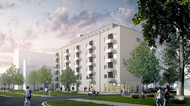 Sjöporten i Västra hamnen blir MKB Fastighets ABs första rökfria boende. Illustration: Sjögrens Arkitekter AB.