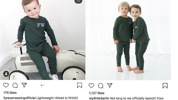 A side-by-side comparison of the designs by the small business, Forever Sewing (left), and Sam Faiers' new fashion line, My Little Darlin (right). Picture from Daily Mail.