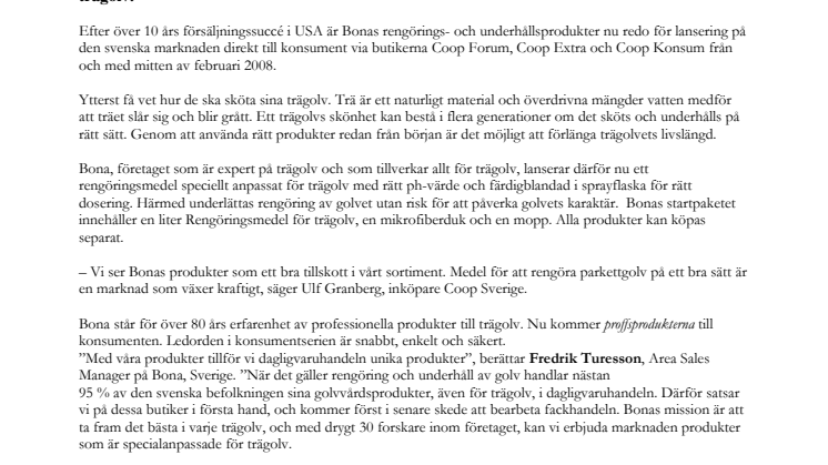 Bonas proffsprodukter för trägolv direkt till konsument