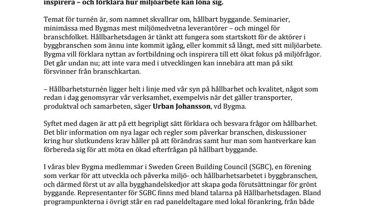 Hållbarhetsturné ska peppa lokala byggentreprenörer