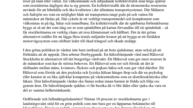 Inledningstal i landstingets budgetdebatt 2010