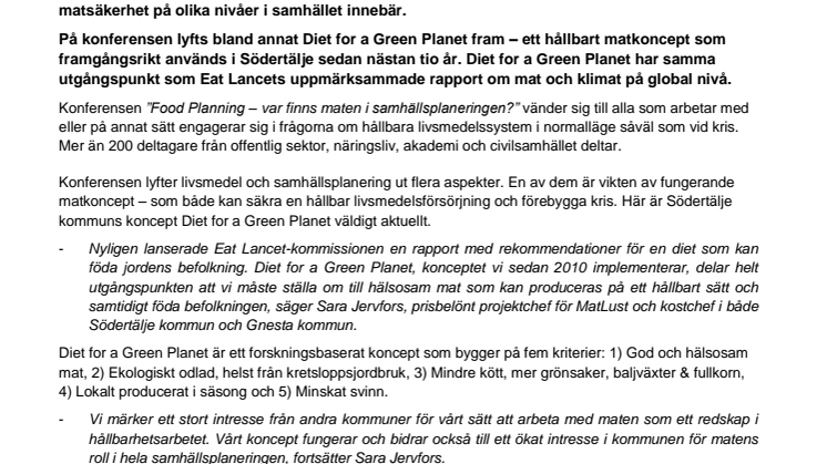 190131: Matkoncept för en hållbar livsmedelsförsörjning och ökad matsäkerhet 