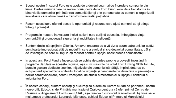 Media Info. Discursul lui Jim Vella de la inaugurarea CRAF Craiova