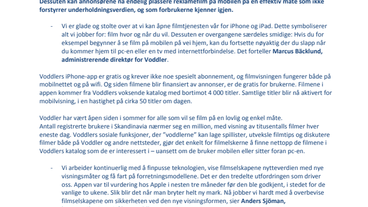 Voddler lanserer iPhone-app med gratisfilmer – nå kan du ta med deg kinoen i lommen!