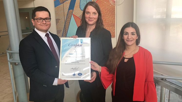 Överlämning av miljöcertifikatet