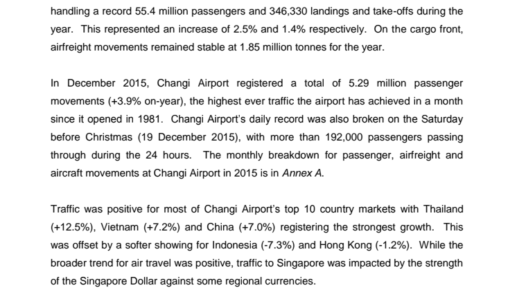 A record 55 million passengers for Changi Airport in 2015