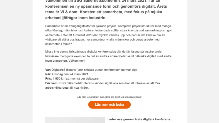 Injudan till SSG Säkerhetskonferens 2021