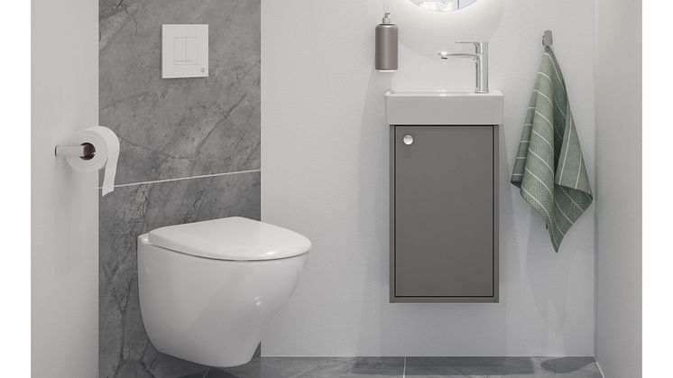 Væghængt toilet Nautic All-in-One– alt hvad du har brug for i én karton.