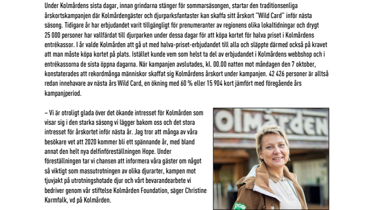 Över 42 000 har redan köpt årskort till Kolmården 2020