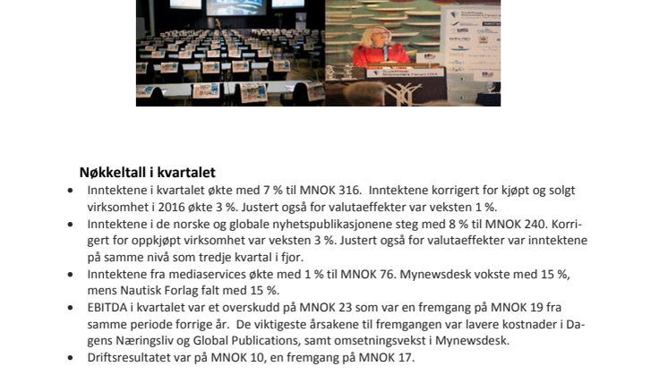 NHST Media Group - Kvartalsrapport 3. kvartal 2016