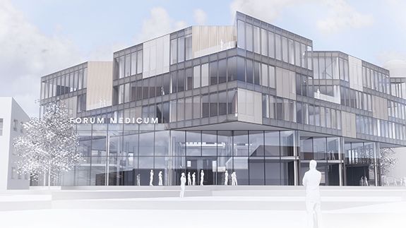 Fasadillustration Forum Medicum. Illustration: Henning Larsen Architects