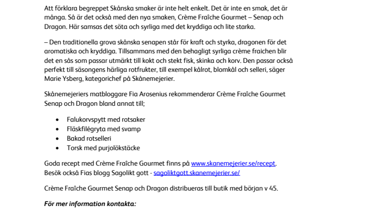 Senap och Dragon – Ny smak på Crème Fraîche Gourmet