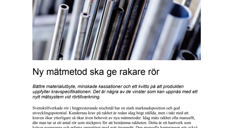 Ny mätmetod ska ge rakare rör