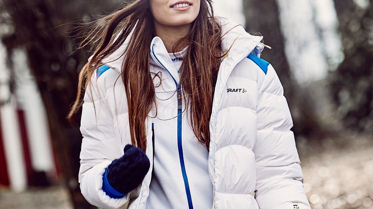 Falun down jacket, Falun light knit hat with pompom