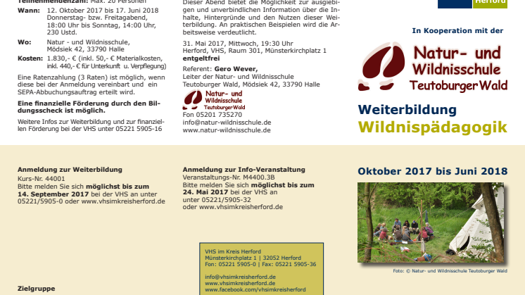 Zertifizierte Weiterbildung „Wildnispädagogik “ der Natur- und Wildnisschule Teutoburger Wald