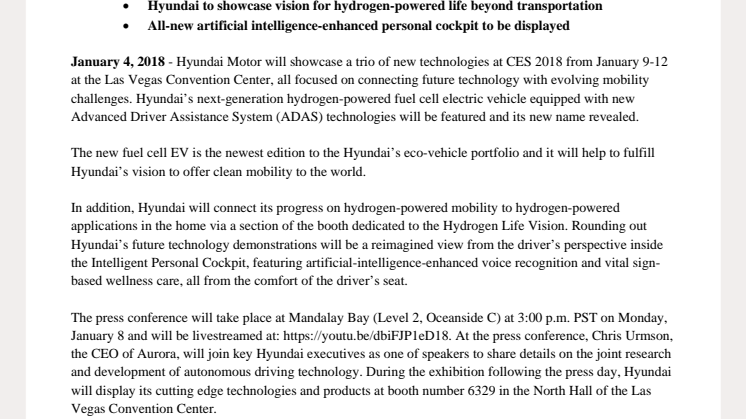 Hyundai viser selvkjørende bil i Las Vegas