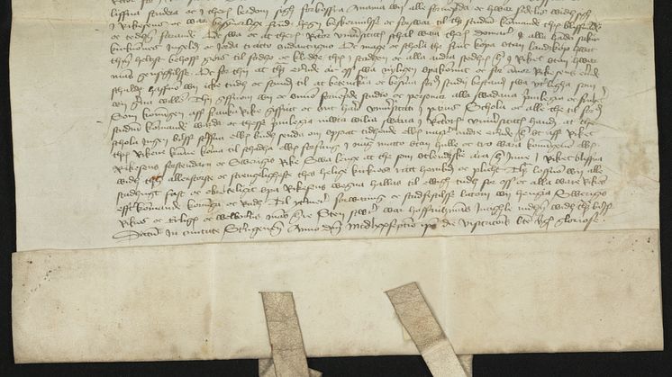 Riksrådets privilegiebrev för inrättandet av Uppsala universitet utfärdat i Strängnäs i början av juli 1477