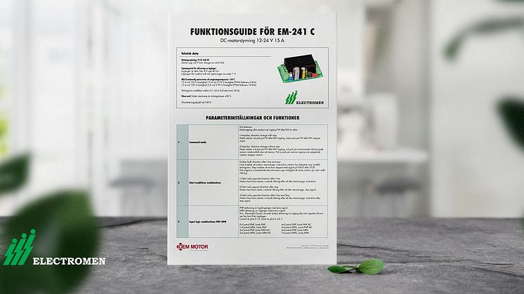 FUNKTIONSGUIDE FÖR ELECTROMEN EM-241C | FÖRDJUPA DIG I PARAMETERINSTÄLLNINGAR OCH FUNKTIONER FÖR VÅRT MEST POPULÄRA STYRKORT