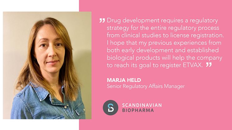 Marja Held, Senior Regulatory Affairs Manager at Scandinavian Biopharma.