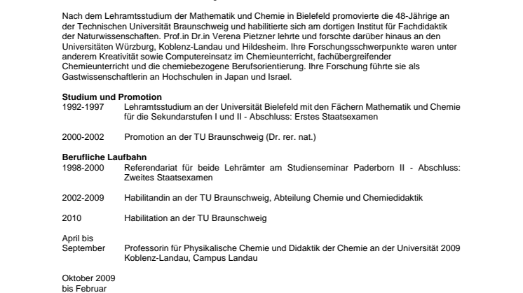Vita | Prof.in Dr.in Verena Pietzner