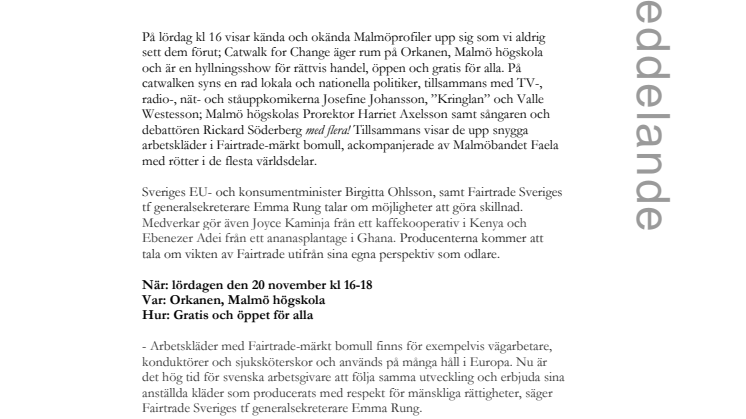 Kändisar på catwalken inleder globala dagar i Malmö