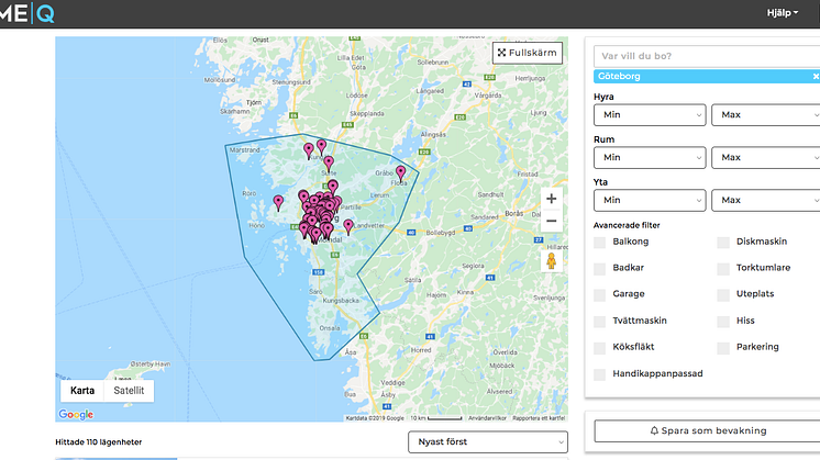 I skrivande stund finns 110 lediga lägenheter i Göteborg på HomeQ