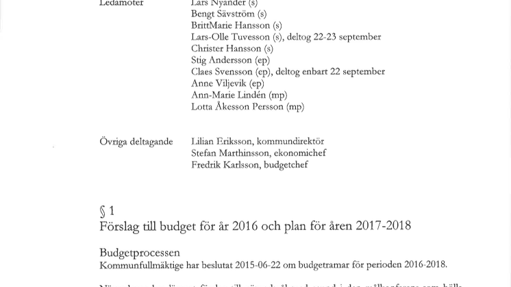 Information budgetförslag