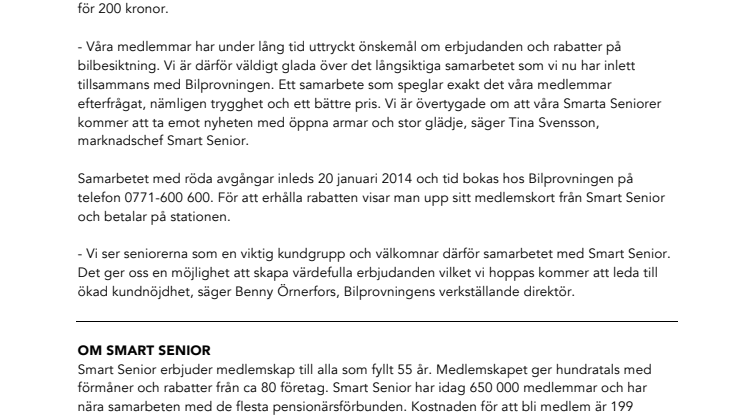 Smart Senior inleder långsiktigt samarbete med Bilprovningen