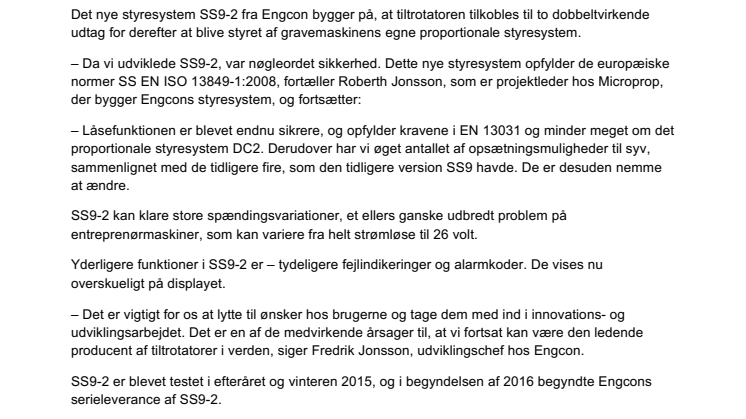 Det nye styresystem SS9-2 gør gravearbejdet mere sikkert